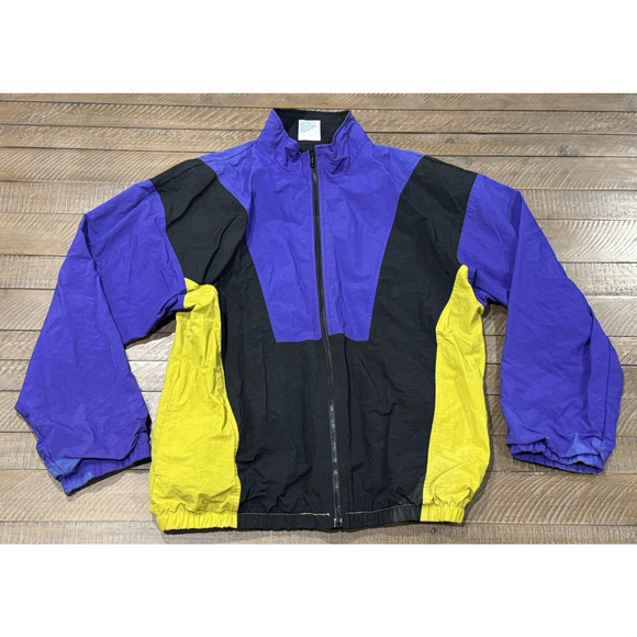 Cheetah Men’s Vintage 90s Full Zip Color Block Windbreaker Jacket - Size M - Picture 1 of 14